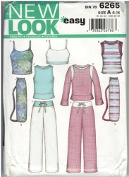 6265  NEW LOOK KNIT TOPS SLEEVES/ CROP OR NOT, PANTS, DUFFLEBAG PATTERN 6-16 UNCUT